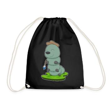 Caterpillar Painter Brush Paint - Drawstring Bag - black - Front