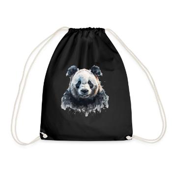 Panda Bear Watercolors Japanese Panda - Drawstring Bag - black - Front
