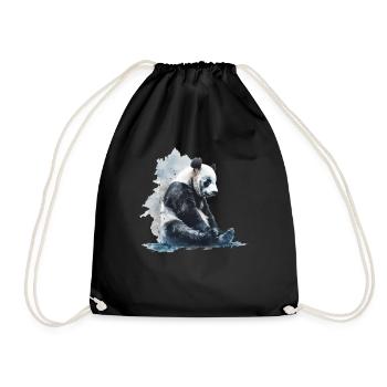 Panda Bear Watercolors Japanese Panda - Drawstring Bag - black - Front