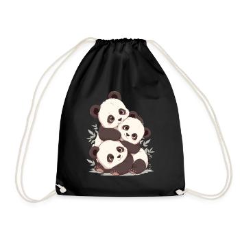 Panda Bear Cub Japanese Panda - Drawstring Bag - black - Front