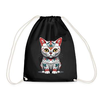 Chat Iconique Sugar Skull Mexique Streetwear - Sac de sport léger - noir - Devant