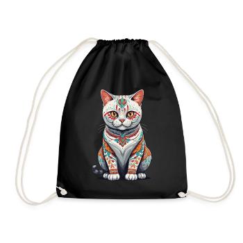 Chat Mexique Sugar Skull Streetwear Esthétique - Sac de sport léger - noir - Devant