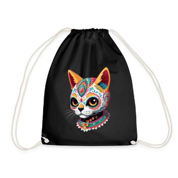 Zuckerschädel Katze Mexikanischer Feiertag - Turnbeutel - Schwarz - Vorne