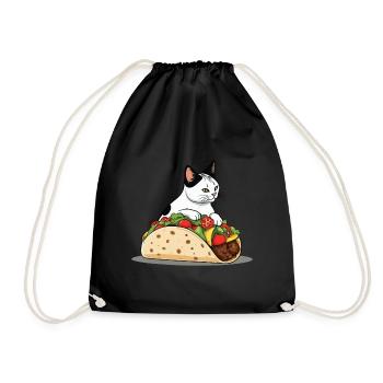 Taco Cat Cinco De Mayo Aesthetic Funny Food - Drawstring Bag - black - Front