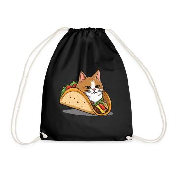 Taco Cat Cinco de Mayo Aesthetic Food Streetwear - Drawstring Bag - black - Front