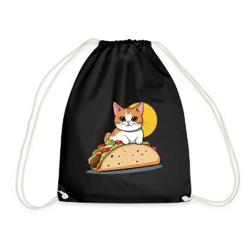 Taco Cat Cinco De Mayo Funny Food Design - Drawstring Bag - black - Front