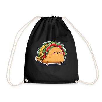 Kawaii Taco Cinco De Mayo Aesthetic Food - Drawstring Bag - black - Front