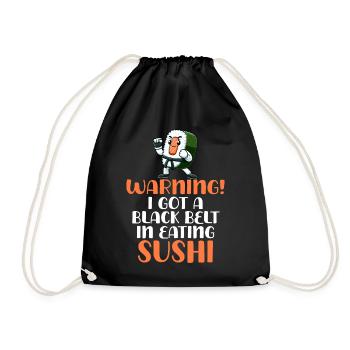 Attention : Ceinture noire pour manger des sushis - Sac de sport léger - noir - Devant