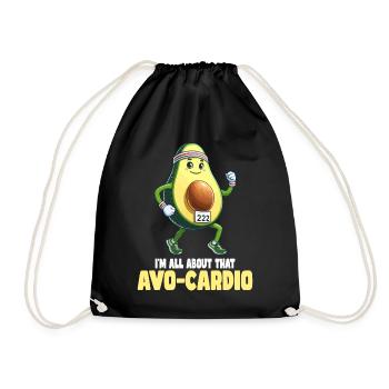 Running Avocado Avo-Cardio Joke - Drawstring Bag - black - Front