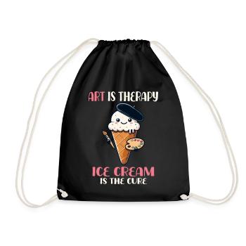 Kunsttherapie Und Eiscreme Heilung - Drawstring Bag - black - Front