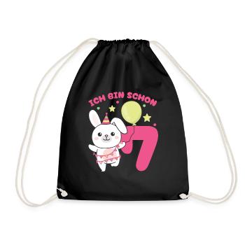 I'm Already 7 Bunnies Birthday Kids - Drawstring Bag - black - Front