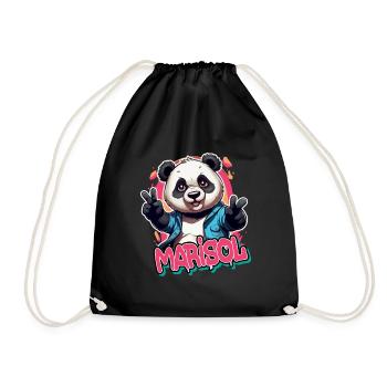 MARISOL - Magnifique prénom de fille avec un panda cool - Sac de sport léger - noir - Devant