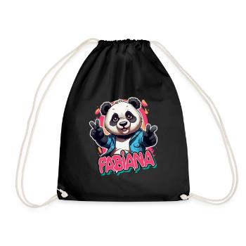FABIANA - Magnifique prénom de fille avec un panda cool - Sac de sport léger - noir - Devant