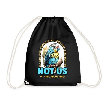 Budgie Hey Guess What Parakeet Owner Budgie Lover - Drawstring Bag - black - Front
