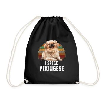 i speak pekingese - Drawstring Bag - black - Front