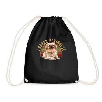 i speak pekingese - Drawstring Bag - black - Front