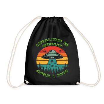 Legalized in Germany. Cannabis Legalization, UFO, - Drawstring Bag - black - Front