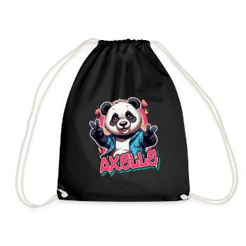 AXELLE - Beau nom de fille avec Cool Panda - Sac de sport léger - noir - Devant