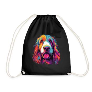 Wasserfarben Farbenfroher Petit Basset Griffon - Turnbeutel - Schwarz - Vorne