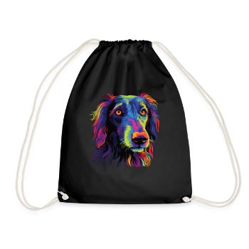 Watercolor Colorful Scottish Deerhound - Drawstring Bag - black - Front