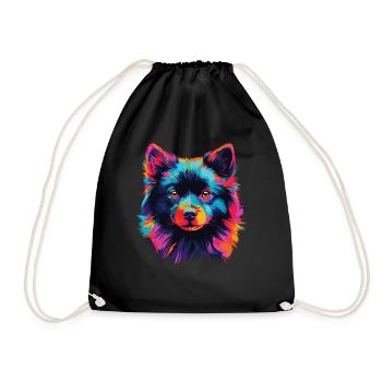 Wasserfarben Farbenfroher Schipperke - Turnbeutel - Schwarz - Vorne