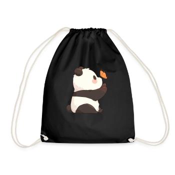 Pandabär Schmetterling Japanischer Riesenpanda - Turnbeutel - Schwarz - Vorne