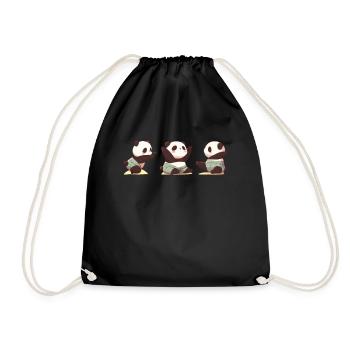 Panda Bear Yoga Japanese Giant Panda - Drawstring Bag - black - Front