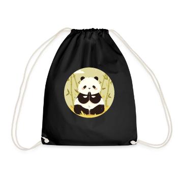 Meditating Panda Bear Japanese Giant Panda - Drawstring Bag - black - Front