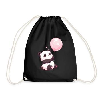 Panda Bear Balloon Japanese Giant Panda - Drawstring Bag - black - Front
