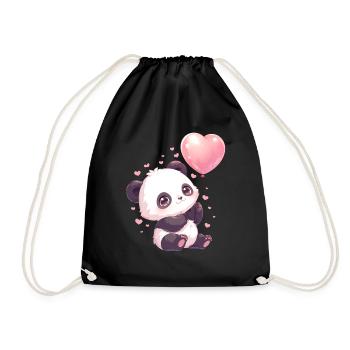 Panda Bear Balloon Japanese Giant Panda - Drawstring Bag - black - Front