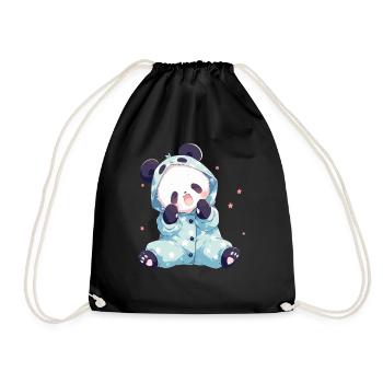 Panda Bear Pyjama Panda Géant Japonais - Sac de sport léger - noir - Devant