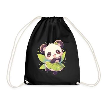 Panda Bear Fairy Japanese Giant Panda - Drawstring Bag - black - Front