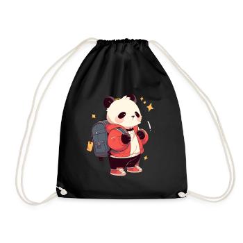 Pandabär Schulkind Japanischer Riesenpanda - Turnbeutel - Schwarz - Vorne