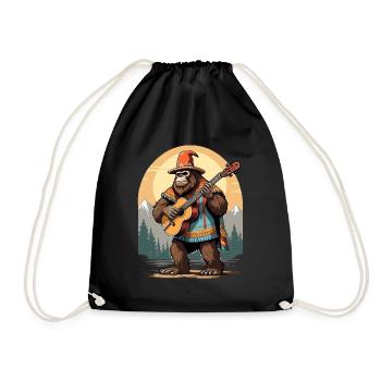 Bigfoot Mexican Mariachi Guitar Fiesta - Drawstring Bag - black - Front