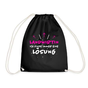 Landwirtin Spruch Fun Lustiges Landwirtin Geschenk - Turnbeutel - Schwarz - Vorne