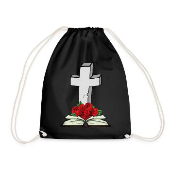Cross Bible Book Jesus God Resurrection Death - Drawstring Bag - black - Front