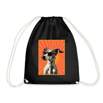 Whippet Dog - Drawstring Bag - black - Front