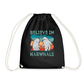 Croyez en l’amour du narval Animaux de baleine de mer - Sac de sport léger - noir - Devant