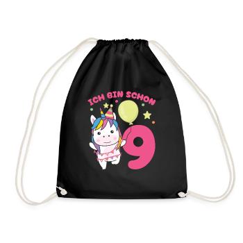 I'm Already 9 Unicorns Birthday Kids - Drawstring Bag - black - Front