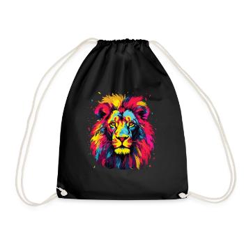 Watercolor Colorful Lion Colorful Animals - Drawstring Bag - black - Front