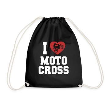 Ich liebe Motocross-Rennen Supermoto-Motorrad - Turnbeutel - Schwarz - Vorne