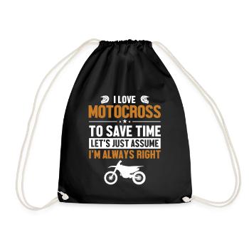 Motocross Lover Let's Assume I'm Right Motorcycle - Drawstring Bag - black - Front