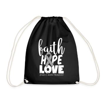 Faith Hope Love Neurosurgery Brain Cancer Gray - Drawstring Bag - black - Front