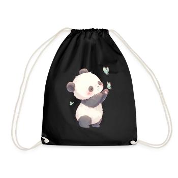 Pandabär Schmetterlinge Japanischer Riesenpanda - Turnbeutel - Schwarz - Vorne