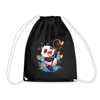 Pandabär Schmetterlinge Japanischer Riesenpanda - Turnbeutel - Schwarz - Vorne