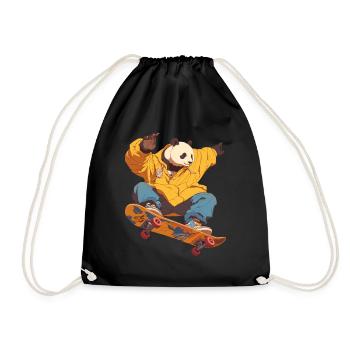 Panda Bear Skater Panda géant japonais - Sac de sport léger - noir - Devant