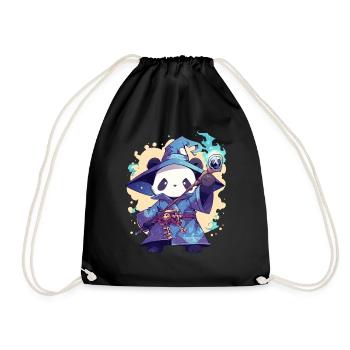 Panda Bear Wizard Japanese Giant Panda - Drawstring Bag - black - Front