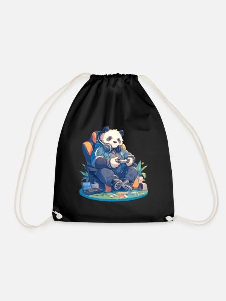 Pandabär Gamer Japanischer Riesenpanda - Turnbeutel - Schwarz