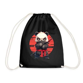 Panda Bear Ninja Japanese Giant Panda - Drawstring Bag - black - Front