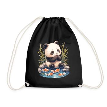 Panda Bear, Koi Fish, Panda géant japonais - Sac de sport léger - noir - Devant
